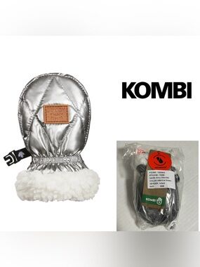 🆕KOMBI - XXS 6/12M - NWT - INFANT MITTENS - SHINY METALLIC GREY / SILVER